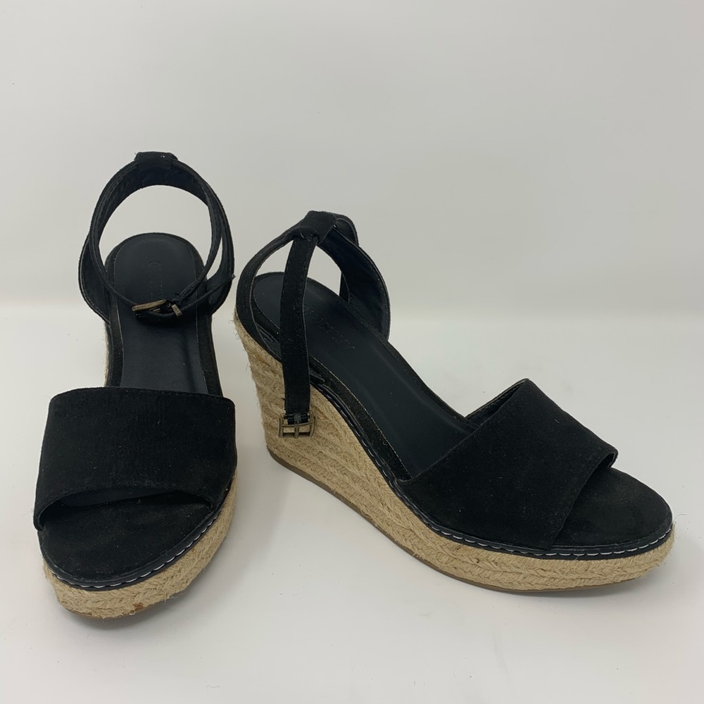 Old Navy black suede wedges sz 6 heels platforms